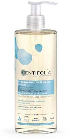 Centifolia - Huile Lavante Relipidante Neutre - 500 ml - Diminue Les Grattages - Peaux Sensibles - Toute La Famille - Dès La Naissance