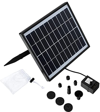 Storm's Gartenzaubereien Solar Teichpumpe mit Akkuspeicher 6,5W Solar Panel Laufzeit ohne Sonne 4-5 Stunden