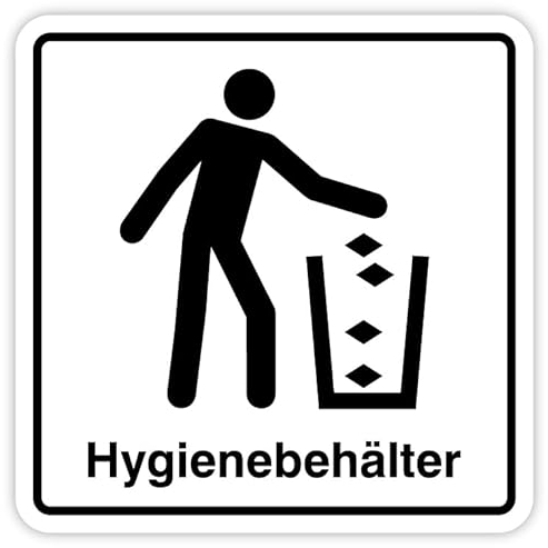 Aufkleber Hinweis Symbol „Hygienebehälter“ Schild Folie selbstklebend | 5-30cm Made in Germany, Größen Name: 5x5cm