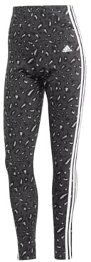 adidas Donna Essentials 3-Stripes Animal Print Leggings, grey/carbon/black, S