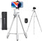 GEEKOTO Stativ für Smartphone, Einstellbar 55-Zoll Handy mit 360-Grad-Panorama-Drehplattform und 1/4 Universal-Befestigungsschraube, Phone Spiegellose/Gopro-/DSLR-Kamera–Weiß, (DE-AT20W)
