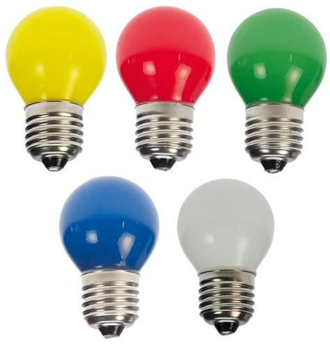 50 x LED Tropfen/Kugel E27 1W bunt gemischt Deko Lampe Birne farbig für Deko Lichterketten