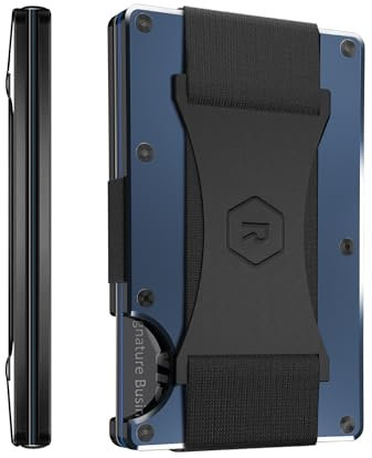 Ridge Wallet for Men - Slim Minimalist Compact Wallet, RFID Protected Front Pocket Wallets for Men, Integrated Cash Strap Card Holder (Navy)