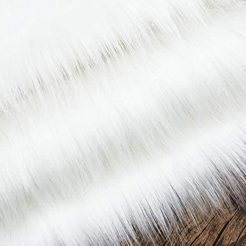 Weiß Leichtes Langes Haar Shaggy Plüsch Kunstpelz Für Heimwerker 160x50cm, Weiches Fuzzy-Material Für Polster Dekorative Teppiche Foto Prop Hintergrund Sofa Kissen(Color:HAIR 7cm)