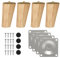 ROFMAPLE Wood Furniture Legs, 10cm Solid Wood Cabinet Legs 4 Pack Wooden Table Leg Round Couch Leg Sofa Replacement Leg Chair Legs with Rubber Protection Pad, Mounting Plates & Screws (Slant)