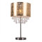 GLOBO Tischleuchte Lampe Kristallleuchte Leselampe Leuchte Schlafzimmer, Kristalldekor klar Lampenschirm Blattgold Nickel matt, 1x E27 Fassung, DxH 32x56 cm