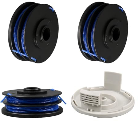 RAC123 Bobine de fil pour débroussailleuse Ryobi avec capuchon de bobine RAC122, compatible avec RLT4027, RLT4125, RLT5027, RLT6030, RLT5127, RLT6130-5132002670 (3 bobines + 1 capuchon)