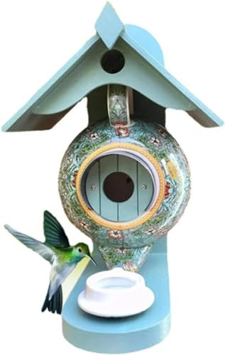 Kolibri-Vogelhaus und Futterspender, Teekanne, Vogelhaus und Futterspender, Garten, Hof, hängende Vogelnest, Dekoration, Geschenk für Vogelliebhaber (Cyan-Blau)