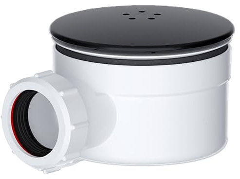 SPARES2GO Shower Trap for 90mm Tray Plug Hole 1.5 Luxury Drain Water Waste Dome Base Kit (Matt Black)