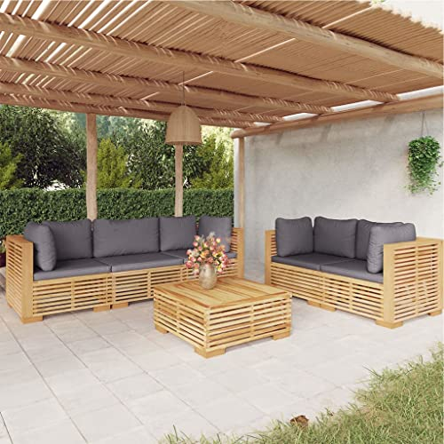 KTHLBRH Outdoor Lounge Garten möbel draußen Balkon Tisch und stühle 6-TLG. Garten-Lounge-Set mit Kissen Massivholz Teak
