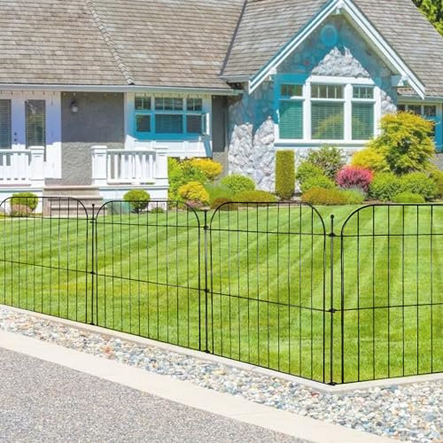 Blingluck Recinzione decorativa da giardino per esterni con cancello per cortile, barriera per animali, antiruggine, bordo in filo metallico per cani, decorazione paesaggistica esterna per cortile e