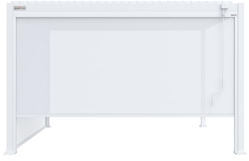 pergomondo Screen-Rollo Außenrollo für Pergola mit Lamellendach Sichtschutz Sonnenschutz Aluminiumrahmen,passend zur 4 m Seite, weiß