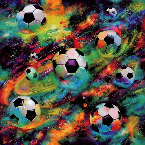 Football Galaxy Multicoloured Wallpaper - Children's Bedroom Nursery Playroom - Modern Trendy Feature Wall