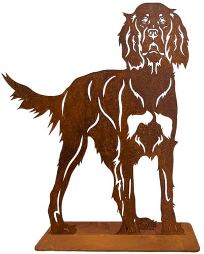 Terma Stahldesign Rost Hund Lebensgroß Handmade Germany tolle Gartendeko aus Metall Figur deko Geschenk Rostfigur Garten deko Gartenfigur, hundegrab deko (Gordon Setter)