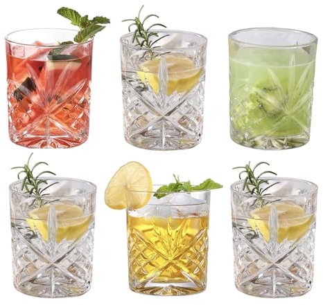 Royal Cuisine Drinking Glasses Set of 6 Premium Glass Water Glasses, Cocktail Glasses & Tumblers Stylish Durable Clear Water Glasses Kitchen Glassware -Tableware (300ml)