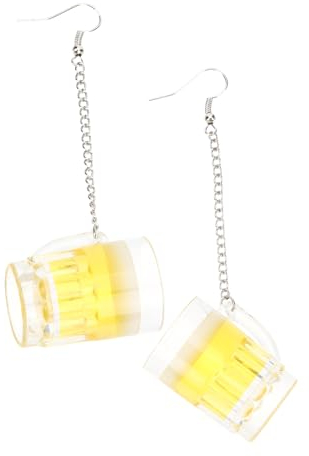 SAFIGLE Funny Ear Jewelry Women's Dangle Earrings Beer Mug Earrings for Women Girls Silver Novelty