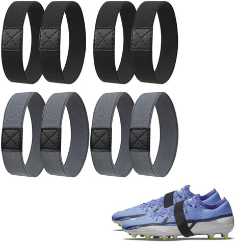 GUTERTOP 4 Paar Schnürsenkel Fixierband für Fußballschuhe Gegen Sich Lösende Schleifen, Reißfeste Fixierung aus Nachhaltigem rPET (Schwarz, Grau)
