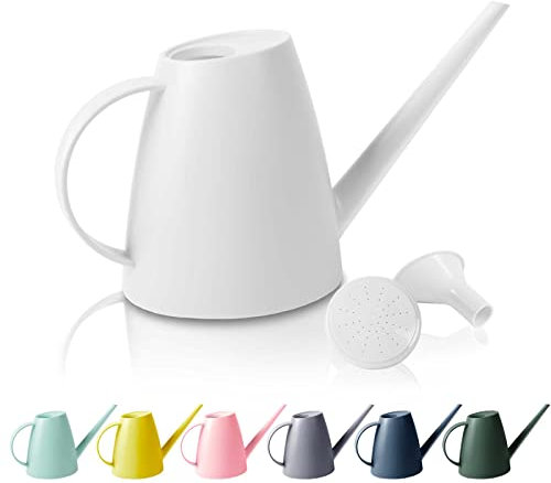 Regadera para plantas de interior y exterior, modernas latas de riego pequeñas con boquilla extraíble, regadera de boquilla larga para plantas bonsái de interior, flores de jardín, 1/2 galón, 1.8 L,