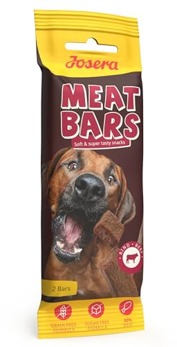 JOSERA Meat Bars Beef | 14x 40g | Premium Snackwurst mit Rind für Hunde | Adult | 90 % Fleischanteil - mit leckerem Rindfleisch | zucker- & getreidefreie Rezeptur | schonend getrocknetes Leckerli