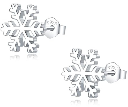 Glintara Ohrstecker Silber 925, 925 Sterling Silber Weihnachts Ohrstecker | Schneeflocke, Elch, Perle, Hypoallergen, Schlafen, Weihnachten, Ohrschmuck, Geburtstags Geschenk, für Damen Mädchen Freundin