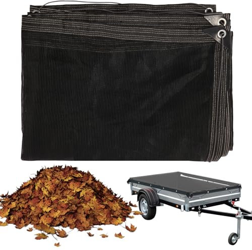 Anhängernetz Feinmaschiges 2x3,5m, Schwarzes Hängernetz mit Spannseil für Anhänger Abdecknetz, Anhängernetz Ladungssicherungsnetz Feinmaschig für Anhänger Containernetz