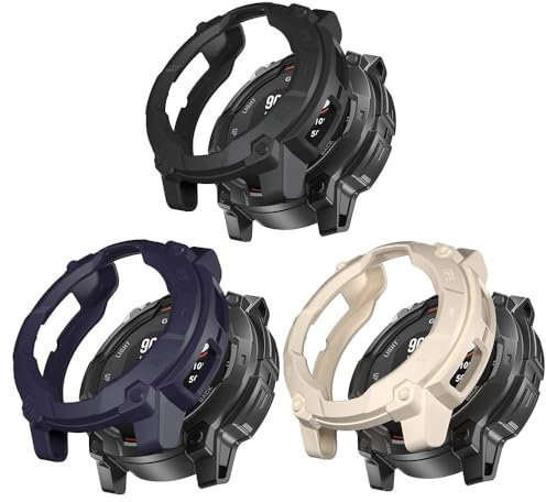 Custodia per Garmin Instinct 3 Solar 45 mm/50 mm, morbida, resistente ai graffi, custodia protettiva per smartwatch (Beige/Nero/Blu, Garmin Instinct 3 Solar 45 mm)