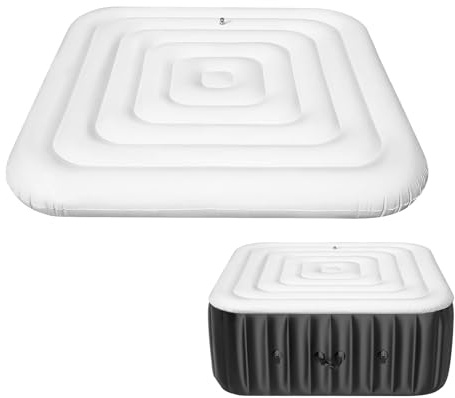 Whirlpool Abdeckung Aufblasbar 130CM Eckig, Spa Aufblasbare Poolabdeckung, Whirlpool Zubehör, Universelle Energiesparender Thermoabdeckung für Whirlpools, Schnelles Aufblasen Entleeren (B)