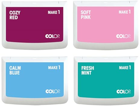 COLOP MAKE 1 Stempelkissen-Set pastel colours, 4 Stück mit je 50 x 90 mm, Stempelkissen für traditionelle Handstempel und Kreativstempel