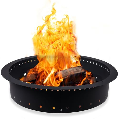 Iron Forge Tools Feuerschalenring 61 cm außen/45,7 cm innen – robuste, rauchfreie, runde Feuerschalen-Einsatz aus Metall für den Außenbereich – (61 x 45,7 x 25,7 cm) – zum Patent angemeldet