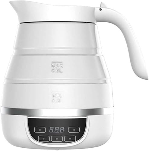Hervidor eléctrico plegable de viaje, pantalla de temperatura, ajuste de varias velocidades, silicona de grado alimenticio, 600 ml, 110-220 V, mantiene el calor y se apaga automáticamente.