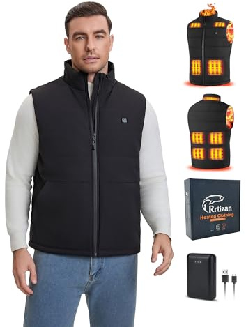 Faxpot Beheizte Weste für Damen Herren,ärmellos mit 3 Heizstufen & Powerbank,waschbar leichter Körperwärmer für Outdoor-Aktivitäten