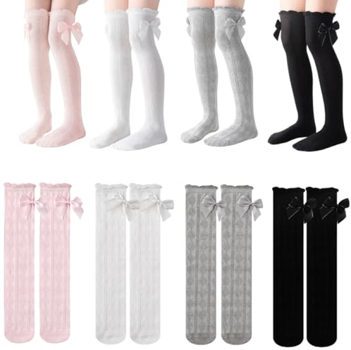 XiHSiHan Girl's Knee High Socks Over Calf or Overknee Stockings Princess Long Tube(4 Pairs-C)