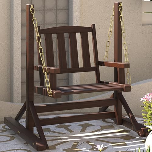 Silla columpio para exteriores con cadenas, columpio de madera para jardín, patio, césped, balcón y patio trasero