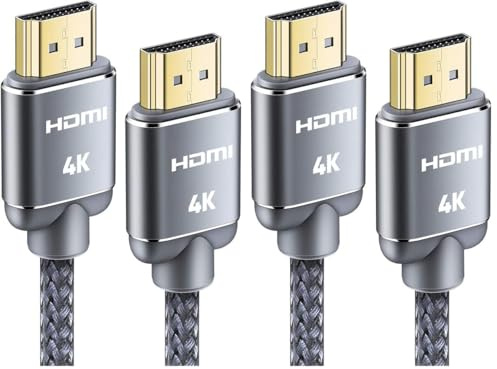 Snowkids Câble HDMI 4K 2M - Cable HDMI 2.0 par Ethernet en Nylon Tressé Supporte 3D/ Retour Audio - Cordon Hdmi pour Lecteur Blu-Ray/PS-5/ PS-4/ for Netfix/for Fire TV/Ecran - Gris (Lot de 2)