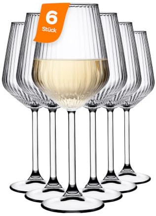 NORDIC SCHILLER Focus Weissweinglas Set 6 Teilig 350 ml – Stilvolle Weingläser für Weisswein – Kristallklar & Spülmaschinengeeignet – Ideal für Zuhause, Restaurant & Geschenk