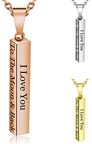 ABIsedrin Personalisierte Halskette，Damen-Kette Namenskette，Benutzerdefinierte Halskette，Halskette Edelstahl Bar Anhänger für Geschenk
