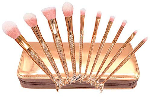 Pinceaux Maquillages Lot de 10, Set Pinceaux Cosmétique Professionnels avec Poils pour Fond de teint, Blending, Blush, Eyeliner et Fard à Paupières pinceau de maquillage, Rose Gold