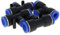 Lot de 4 raccords en T PEG12-8 en plastique à 3 voies avec connecteurs pneumatiques réduits de 12 mm à 8 mm - Bleu