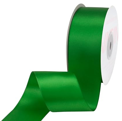 VATIN 38mm Wide Double Faced Polyester Emerald Green Satin Ribbon Continuous Ribbon- 23 Metre, Perfect for Wedding, Gift Wrapping, Bow Making& Other Projects