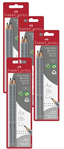 Faber-Castell 111997-2 Jumbo GRIP Bleistifte, Härtegrad: B, Schaftfarbe: silber (4 Packungen)