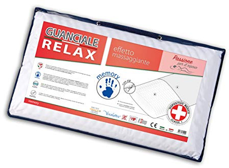 V.I.P. Very Important Pillow Relax Kissen mit Medizinprodukt, 100% viskotisch, hergestellt in Italien, mit Noppen für einen Massageeffekt, 42 x 72 cm, weiß, Bezug 100% Polyester