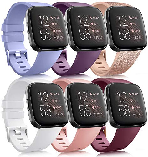 Oumida 6 Pack Kompatibel für Fitbit Versa 2 Armband/Fitbit Versa Armband, Silikon Sport Klassisch Ersatzarmband Kompatibel für Fitbit Versa 2/Fitbit Versa/Fitbit Versa Lite (D, L)
