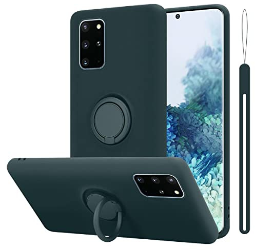 Cadorabo Hülle kompatibel mit Samsung Galaxy S20 Plus Schutzhülle TPU Silikon Case Liquid Design mit Ring Slim Kratzfest Liquidsilikon Microfaser Case Hülle für Galaxy S20 Plus in Grün