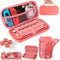 HEYSTOP Tasche für Nintendo Switch Lite,Kristall TPU Hülle für Nintendo Switch Lite Zubehör,Switch Lite Case mit Displayschutzfolie und Daumenkappen für Nintendo Switch Lite Konsole,Rosa