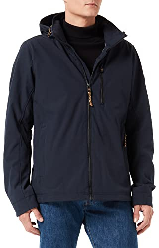 camel active Herren Wind- und Wasserabweisende Softshell-Jacke mit Abnehmbarer Kapuze Dunkelblau, menswear-110