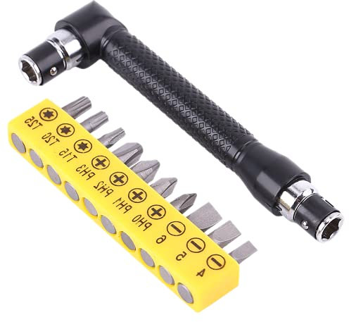 Llave en Forma de L Juego de Puntas de Destornillador de Llave de Trinquete Hexagonal de 1/4 con Varias Puntas de Destornillador Adaptador de Enchufe de Cabeza Doble Soporte de Punta de Extensión