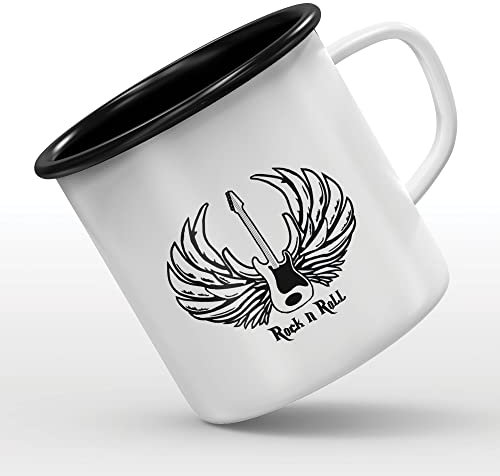 Mygoodprice MUG tasse émaillée au motif Rock N Roll Guitare