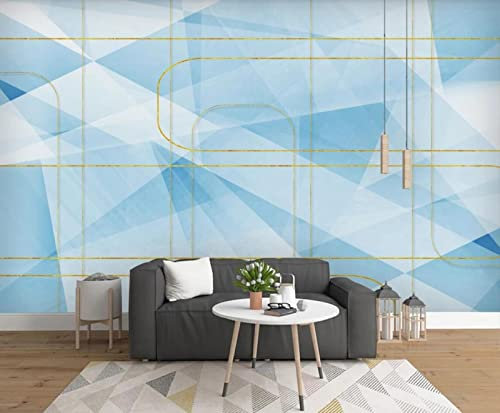 Papier Peint Panoramique Bleu Or Géométrique Papier Peint Intissé 3D Murale Tableaux Muraux Tapisserie Salon Chambre