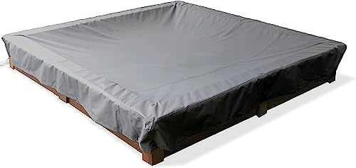 Mehr Garten Sandkasten Abdeckung 152x152x20 cm, 600D Oxford | wasserdicht, UV-beständig, reißfest und winterfest - robuste Sandkastenabdeckung mit Kordelzug für sicheren Halt