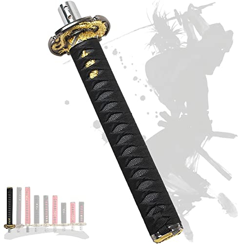 JINGLING Schaltknauf Janpanese Samurai Sword Katana Manual Stick AT MT Auto Universal Custom Schalthebelkopf mit 4 Arten von Adaptern (Schwarz und Schwarz, 26CM)